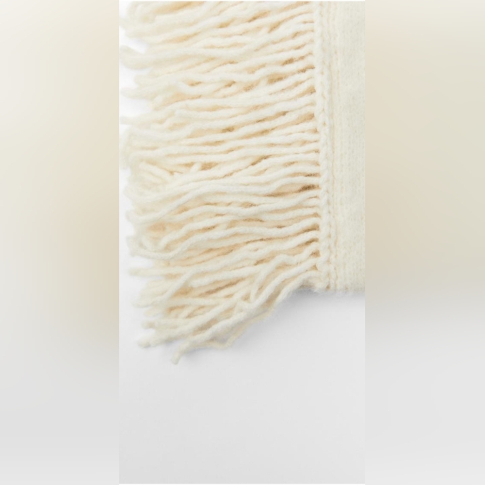 NEW Zara Alpaca Wool Fringe Scarf - Picture 4 of 5